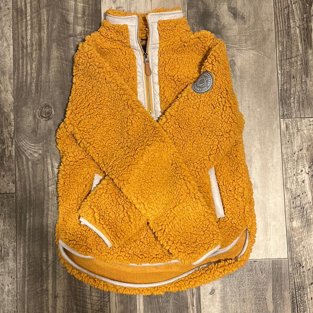 Mustard yellow, simply southern, teddy crewneck